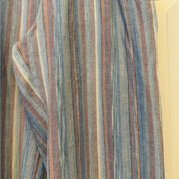 Indigo Rein striped flowing ankle length wide leg pants w/slit Size L - Picture 2 of 10